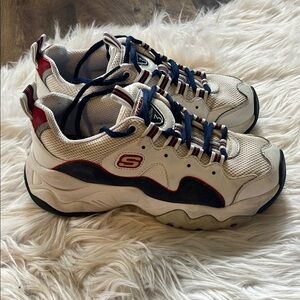 Skechers D'Lites 3 Zenway White Navy 12955 WNVR Walking Size Womens Shoes 6.5